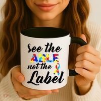 Autism Awareness Puzzle See The Able Not The Label Coffee Mug thumb 3