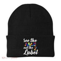 Autism Awareness Puzzle See The Able Not The Label Beanie thumb 0