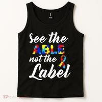 Autism Awareness Puzzle See The Able Not The Label Tank Top thumb 2