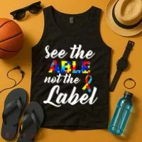 Autism Awareness Puzzle See The Able Not The Label Tank Top thumb 4