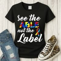 Autism Awareness Puzzle See The Able Not The Label Women's T-Shirt thumb 3