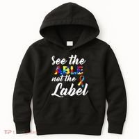 Autism Awareness Puzzle See The Able Not The Label Kids Hoodie thumb 0