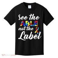 Autism Awareness Puzzle See The Able Not The Label Kids T-Shirt thumb 0