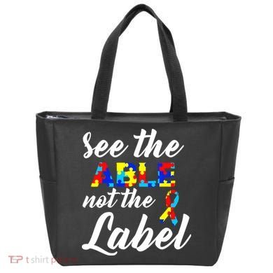 Autism Awareness Puzzle See The Able Not The Label Tote Bag