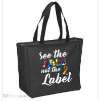 Autism Awareness Puzzle See The Able Not The Label Tote Bag thumb 2