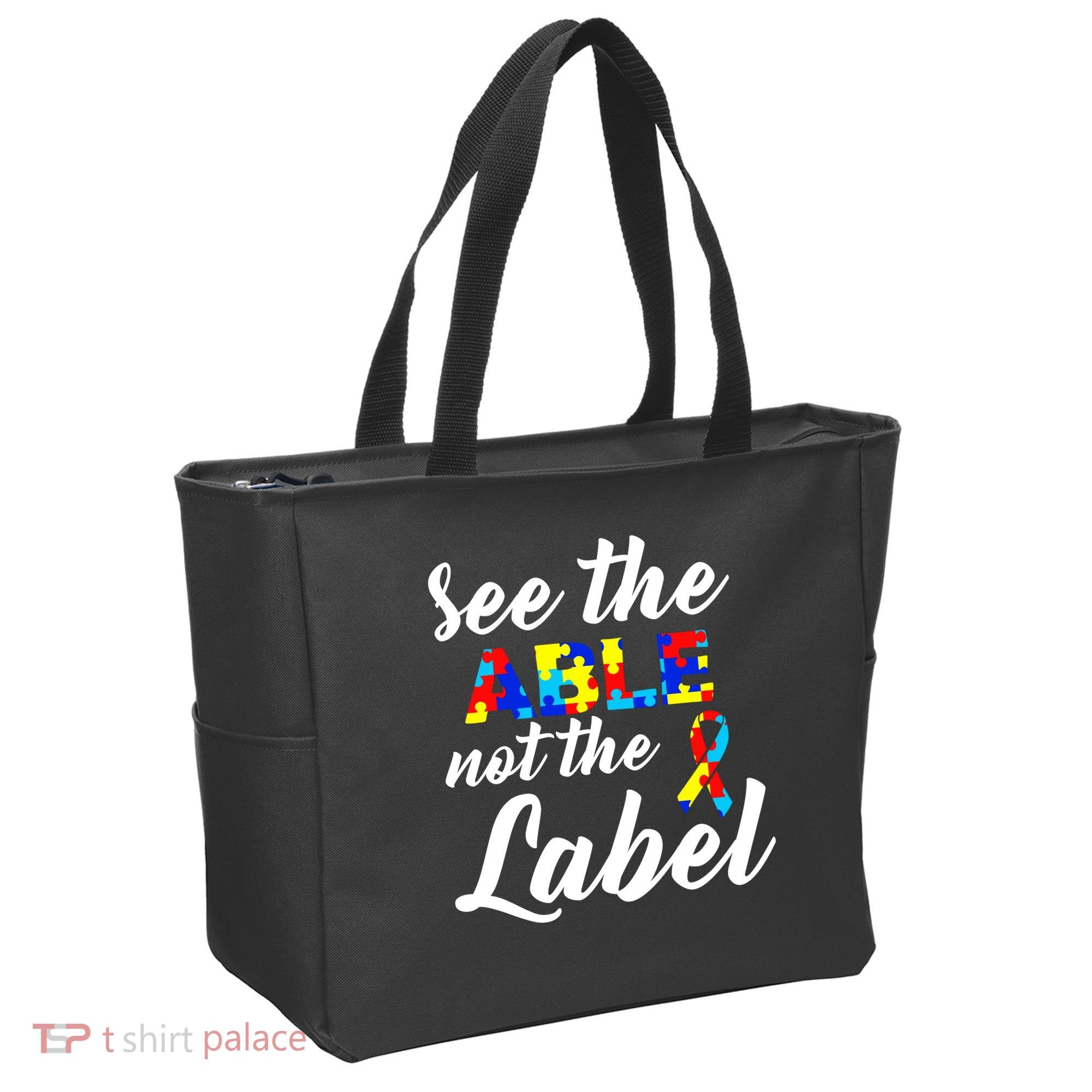 Autism Awareness Puzzle See The Able Not The Label Tote Bag