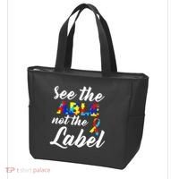 Autism Awareness Puzzle See The Able Not The Label Tote Bag thumb 3