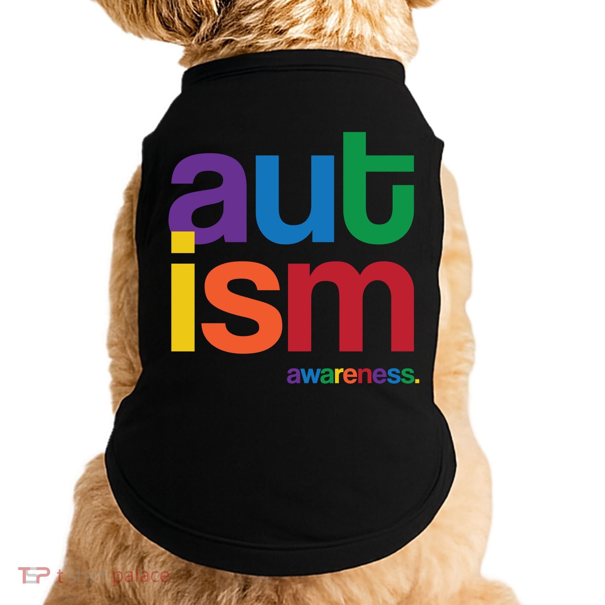Autism Awareness Rainbow Letters Doggie Tank