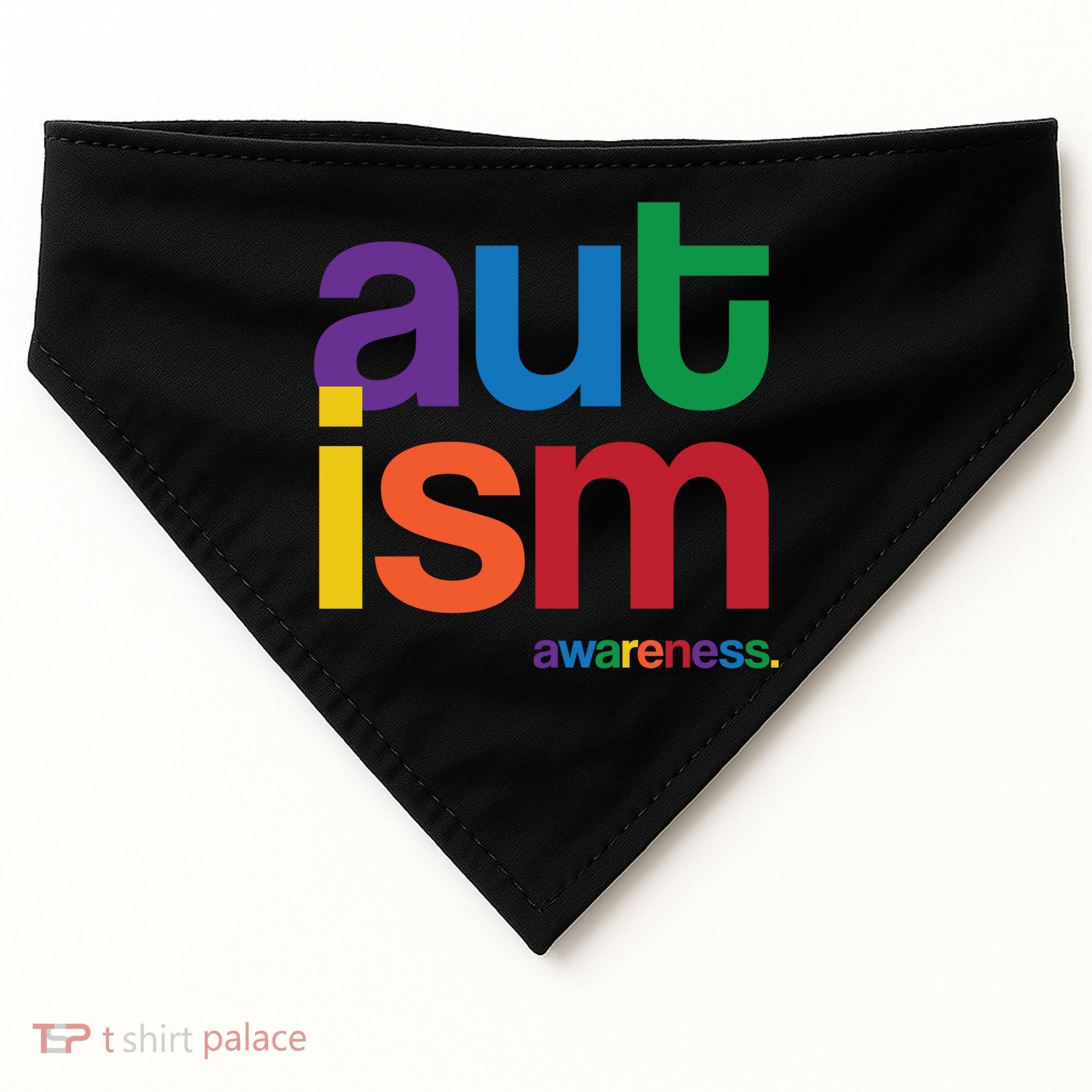 Autism Awareness Rainbow Letters USA-Made Doggie Bandana
