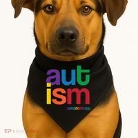 Autism Awareness Rainbow Letters USA-Made Doggie Bandana thumb 1