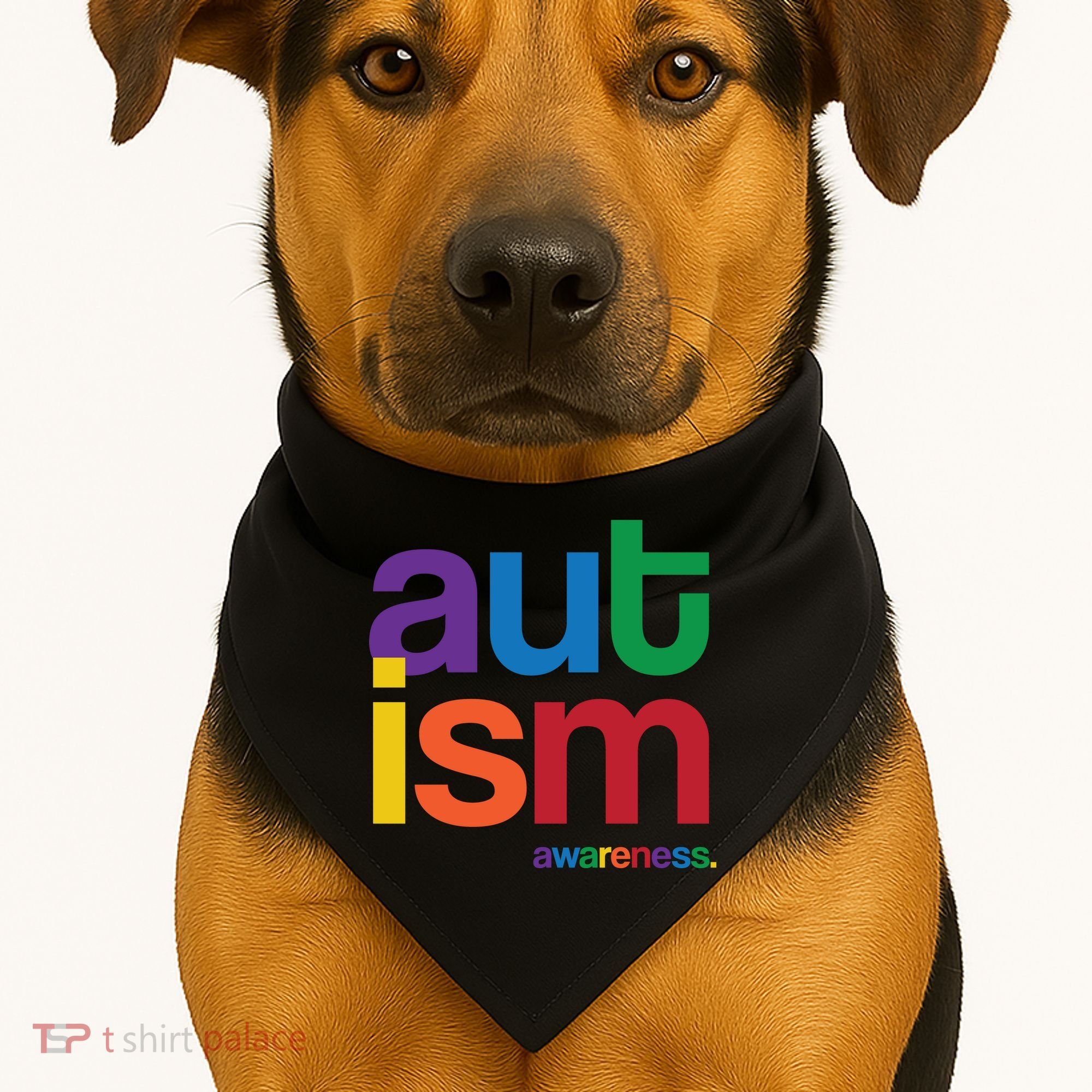Autism Awareness Rainbow Letters USA-Made Doggie Bandana