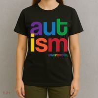 Autism Awareness Rainbow Letters T-Shirt thumb 4