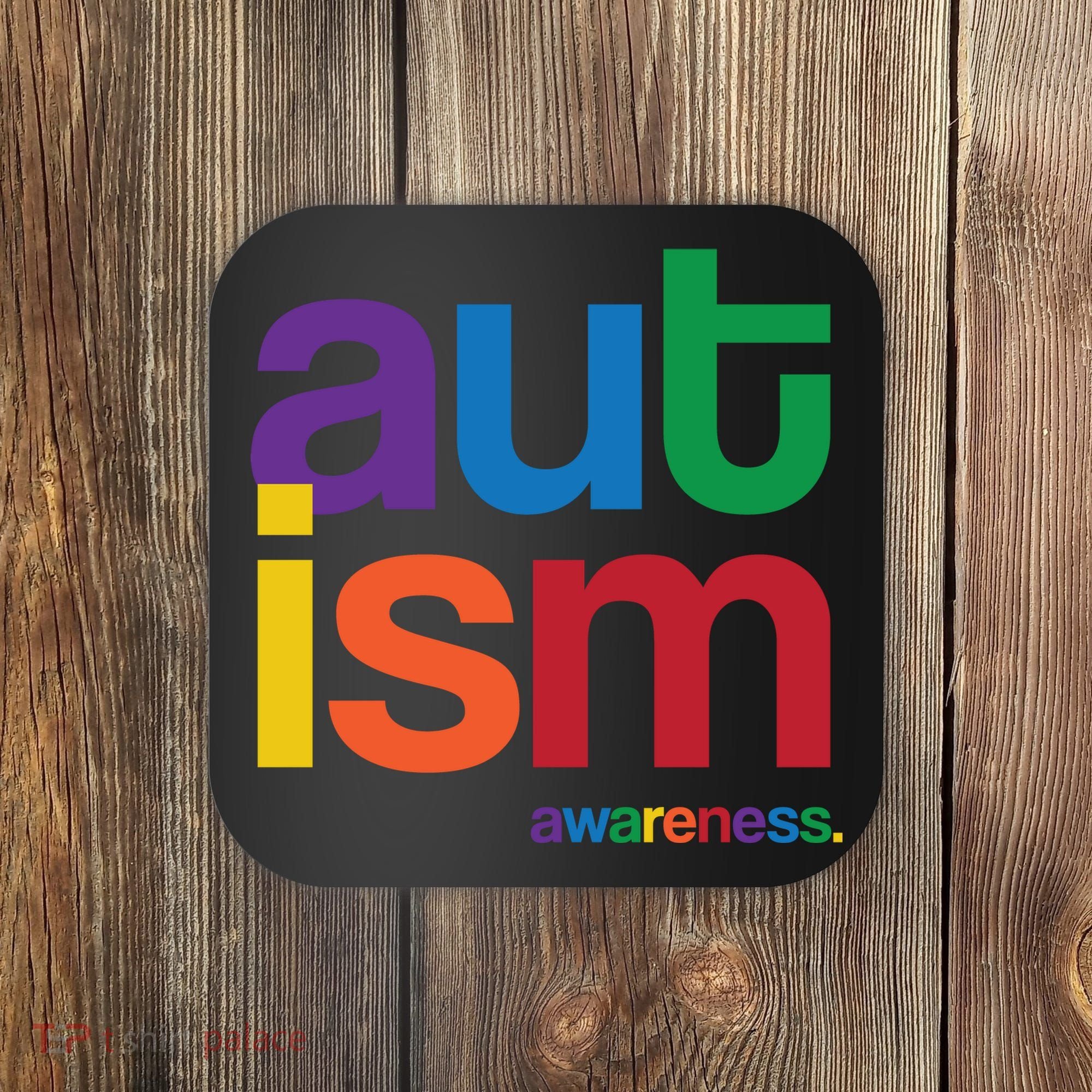 Autism Awareness Rainbow Letters Coaster