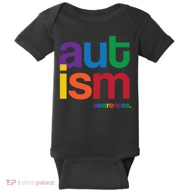 Autism Awareness Rainbow Letters Baby Bodysuit