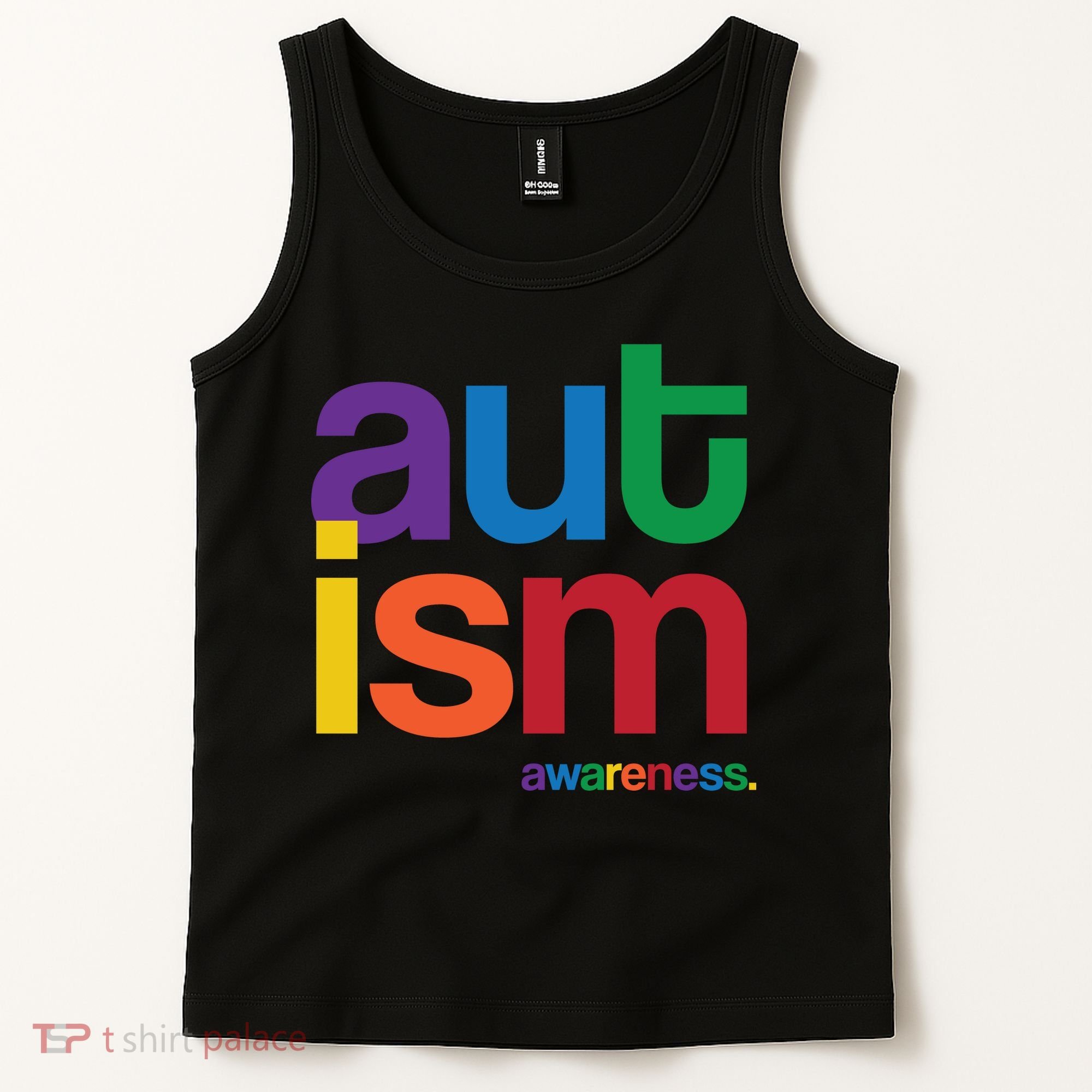 Autism Awareness Rainbow Letters Tank Top