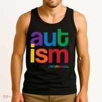 Autism Awareness Rainbow Letters Tank Top thumb 3