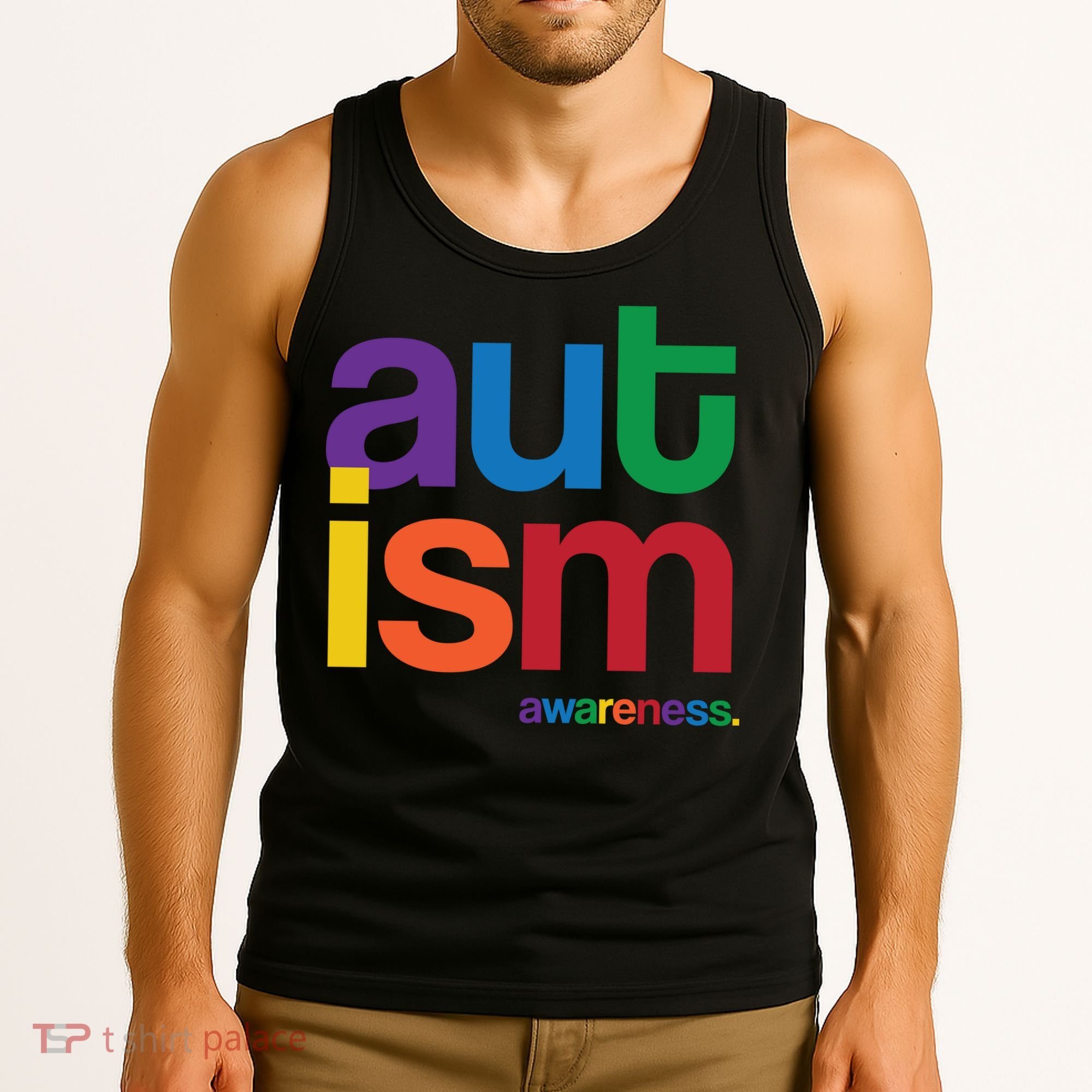 Autism Awareness Rainbow Letters Tank Top