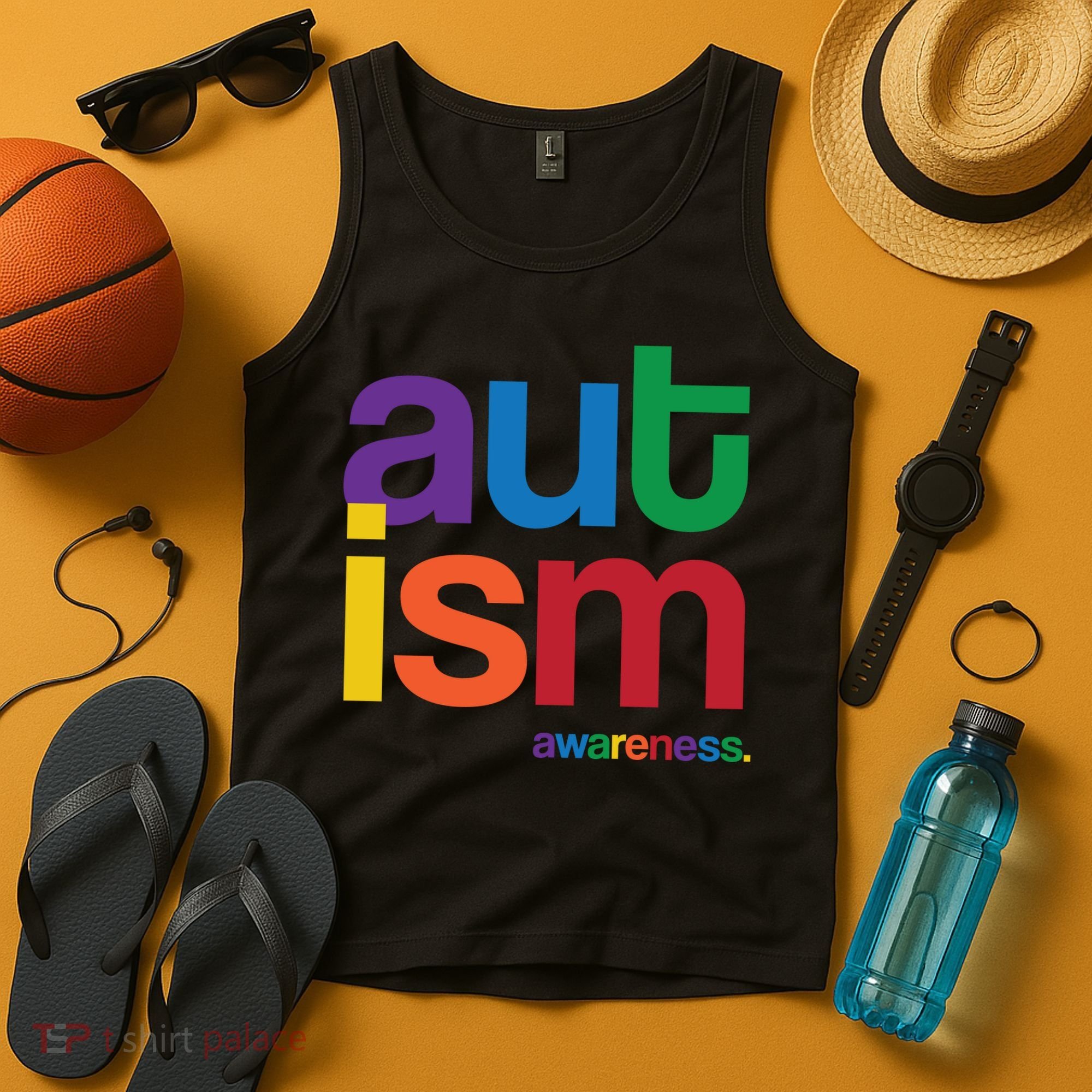 Autism Awareness Rainbow Letters Tank Top