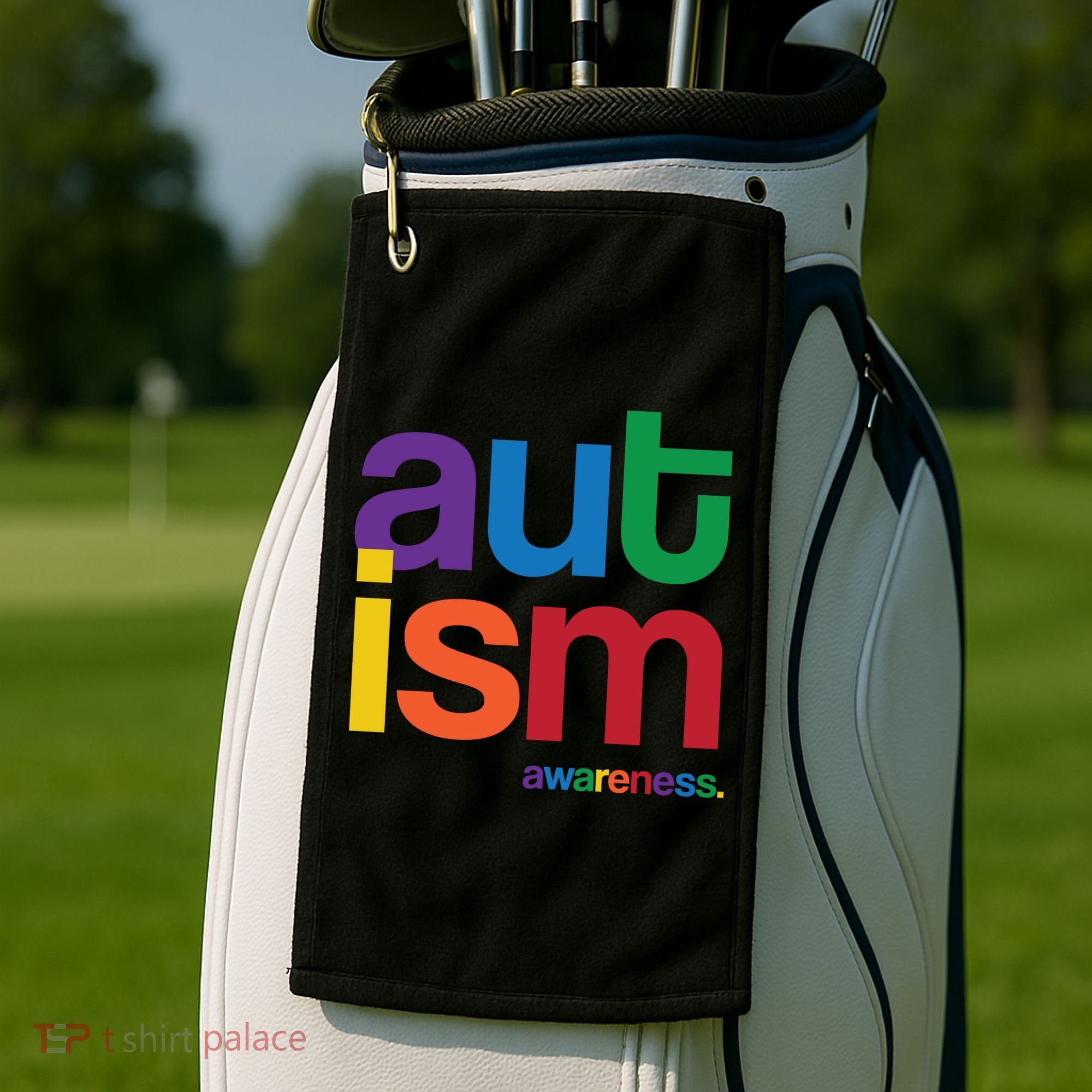 Autism Awareness Rainbow Letters Golf Towel