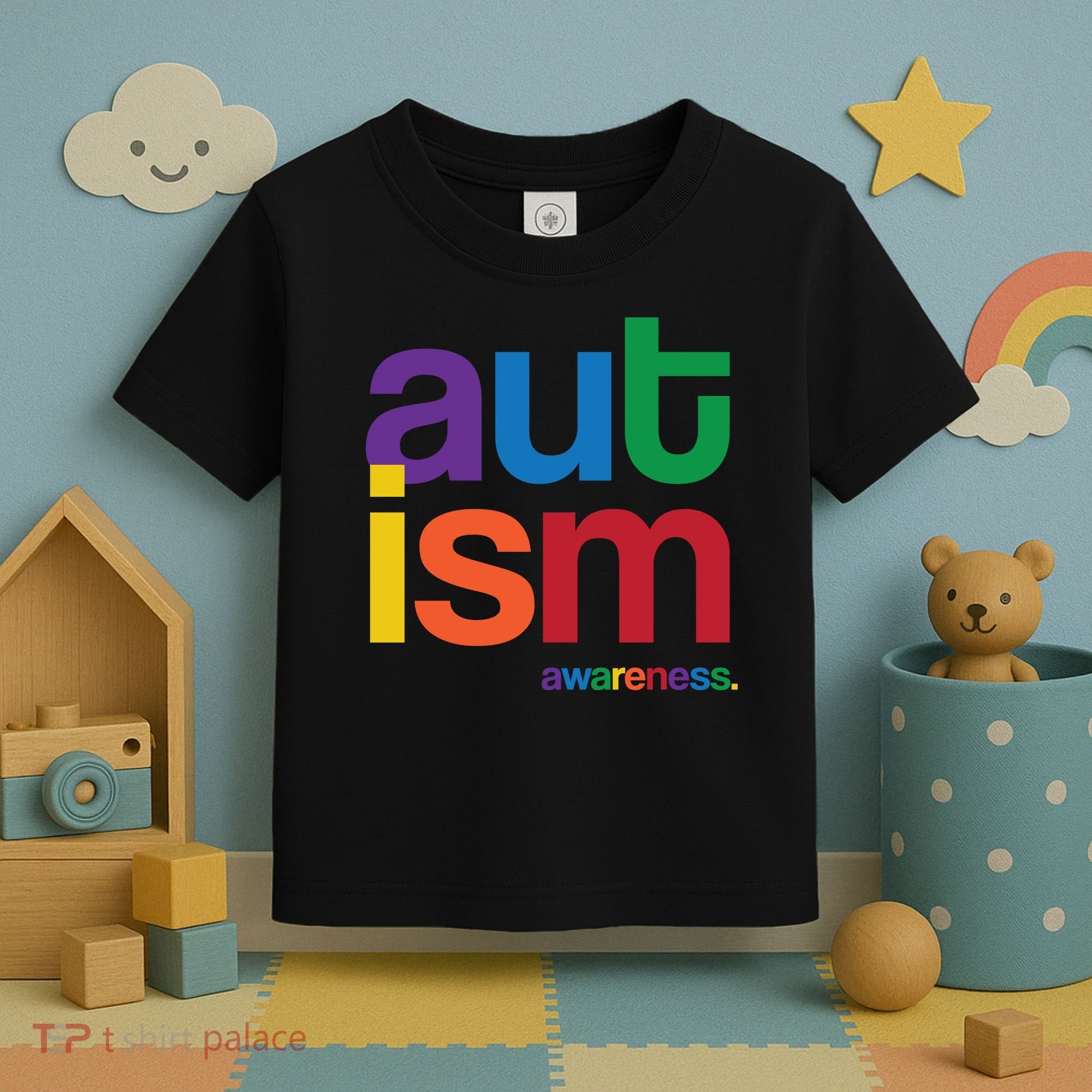 Autism Awareness Rainbow Letters Toddler T-Shirt