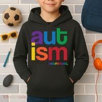 Autism Awareness Rainbow Letters Kids Hoodie thumb 2