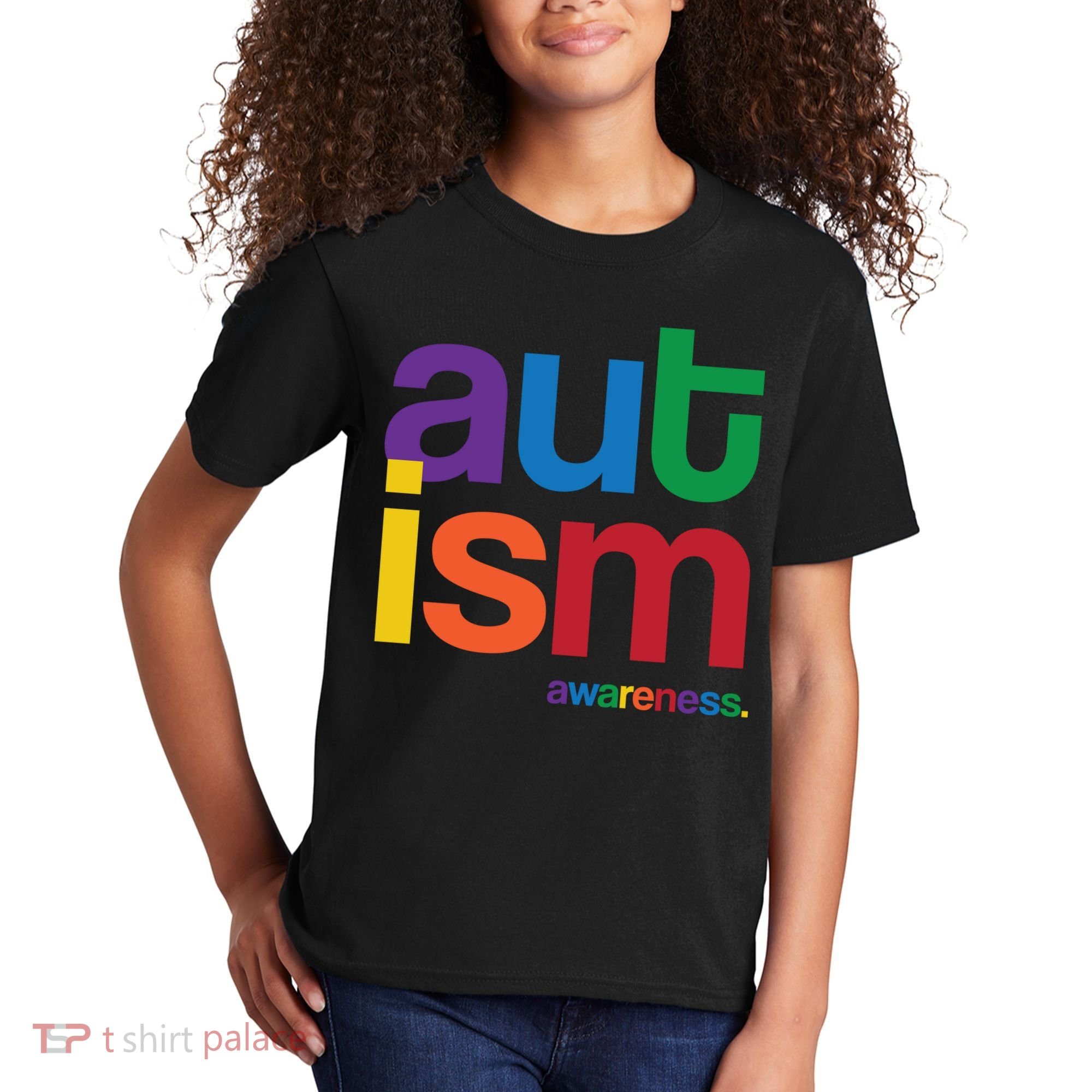 Autism Awareness Rainbow Letters Kids T-Shirt