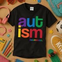 Autism Awareness Rainbow Letters Kids T-Shirt thumb 3