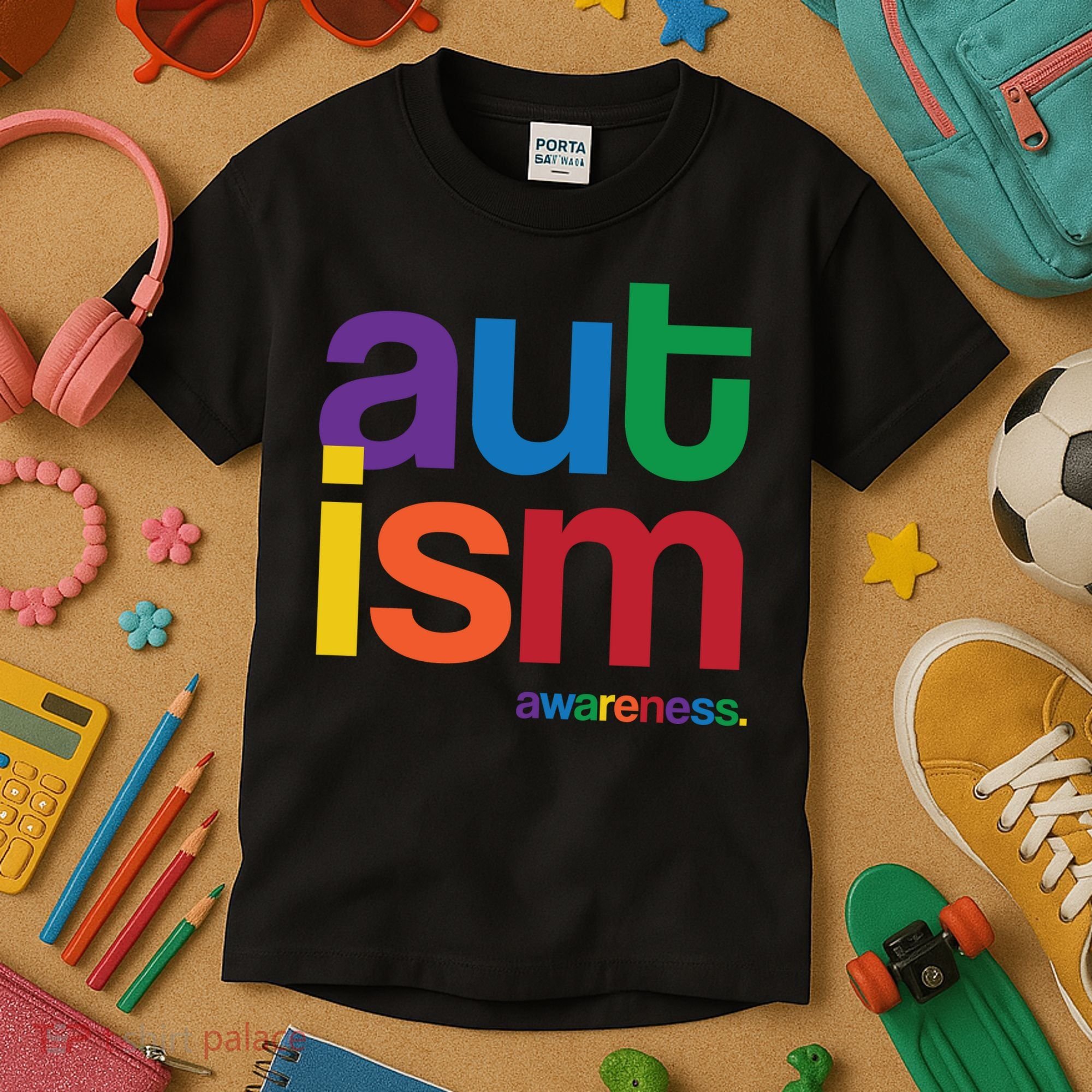 Autism Awareness Rainbow Letters Kids T-Shirt
