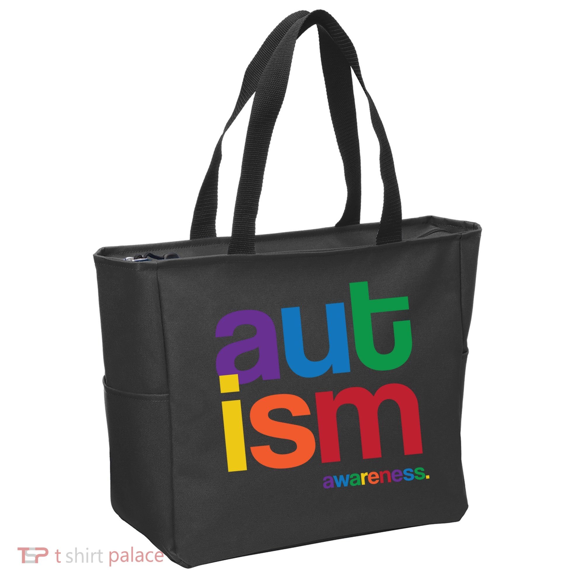 Autism Awareness Rainbow Letters Tote Bag