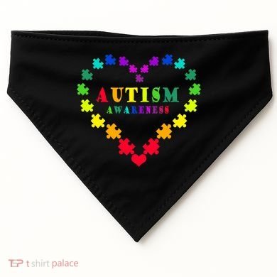 Autism Awareness Rainbow Puzzles Of Love USA-Made Doggie Bandana