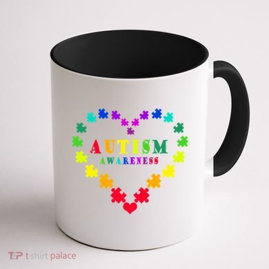 Autism Awareness Rainbow Puzzles Of Love Coffee Mug back