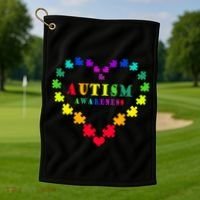 Autism Awareness Rainbow Puzzles Of Love Golf Towel thumb 1