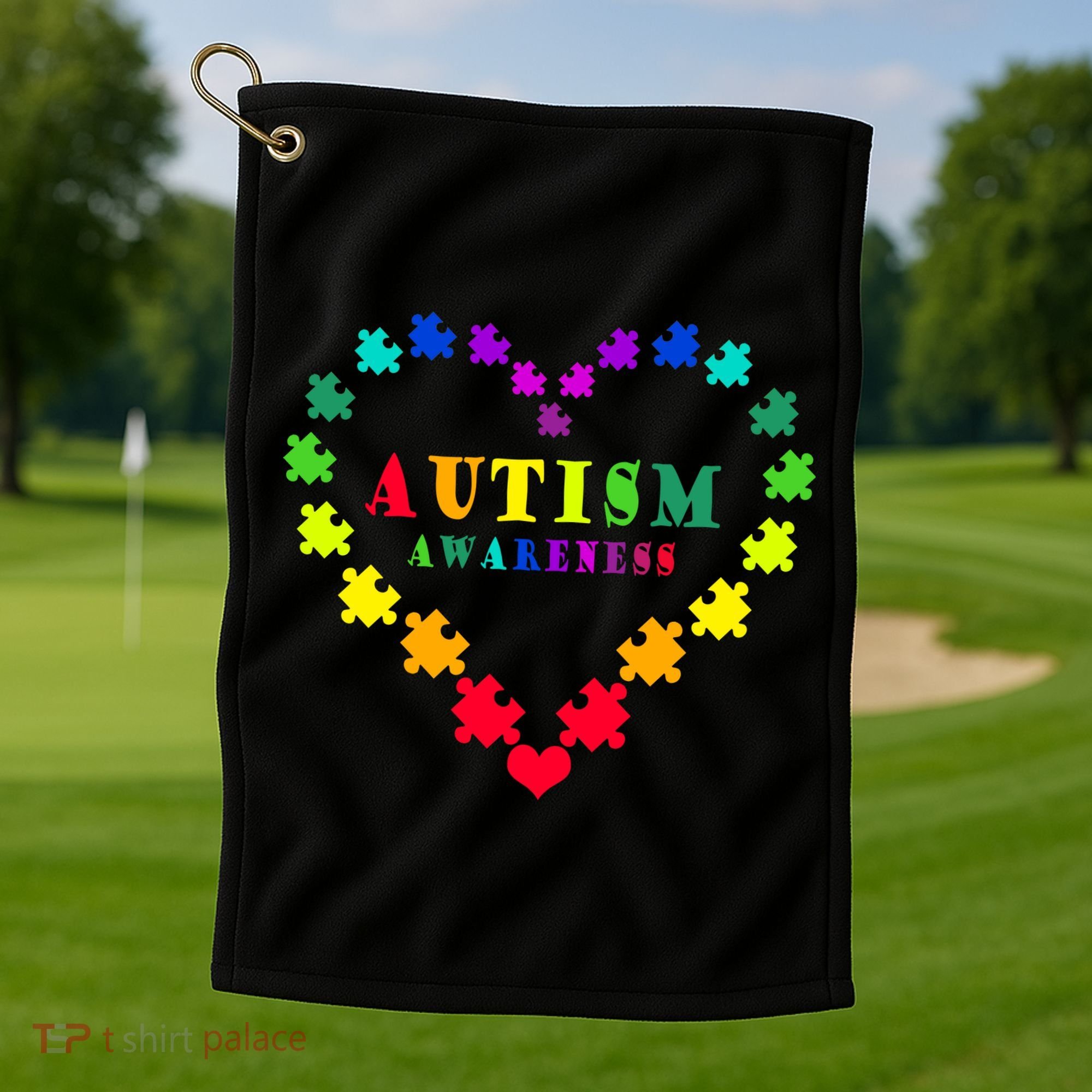 Autism Awareness Rainbow Puzzles Of Love Golf Towel