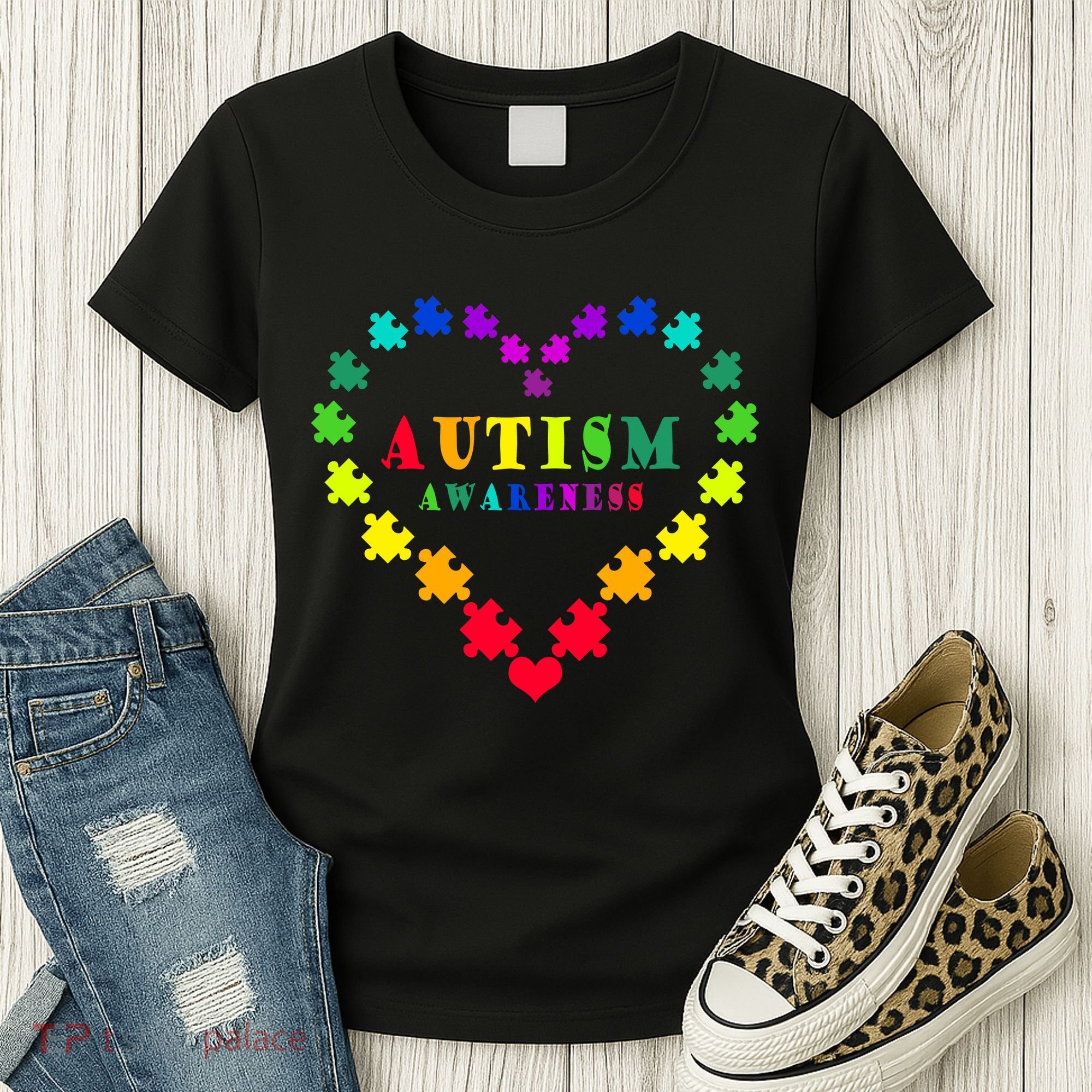 Autism Awareness Rainbow Puzzles Of Love Women's T-Shirt