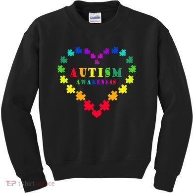 Autism Awareness Rainbow Puzzles Of Love Kids Sweatshirt