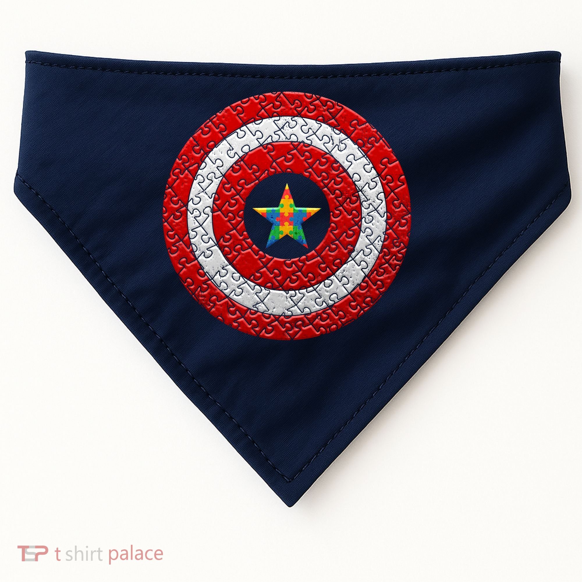 Autism Awareness Star Hero Shield USA-Made Doggie Bandana