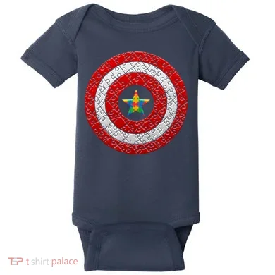 Autism Awareness Star Hero Shield Baby Bodysuit