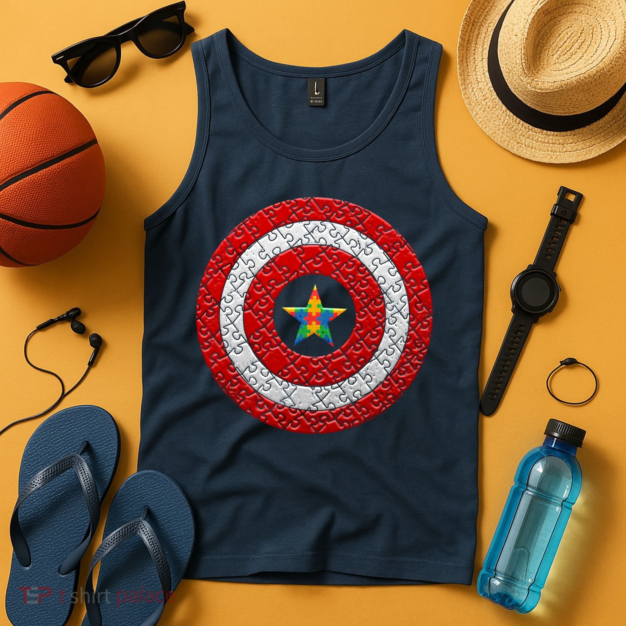 Autism Awareness Star Hero Shield Tank Top