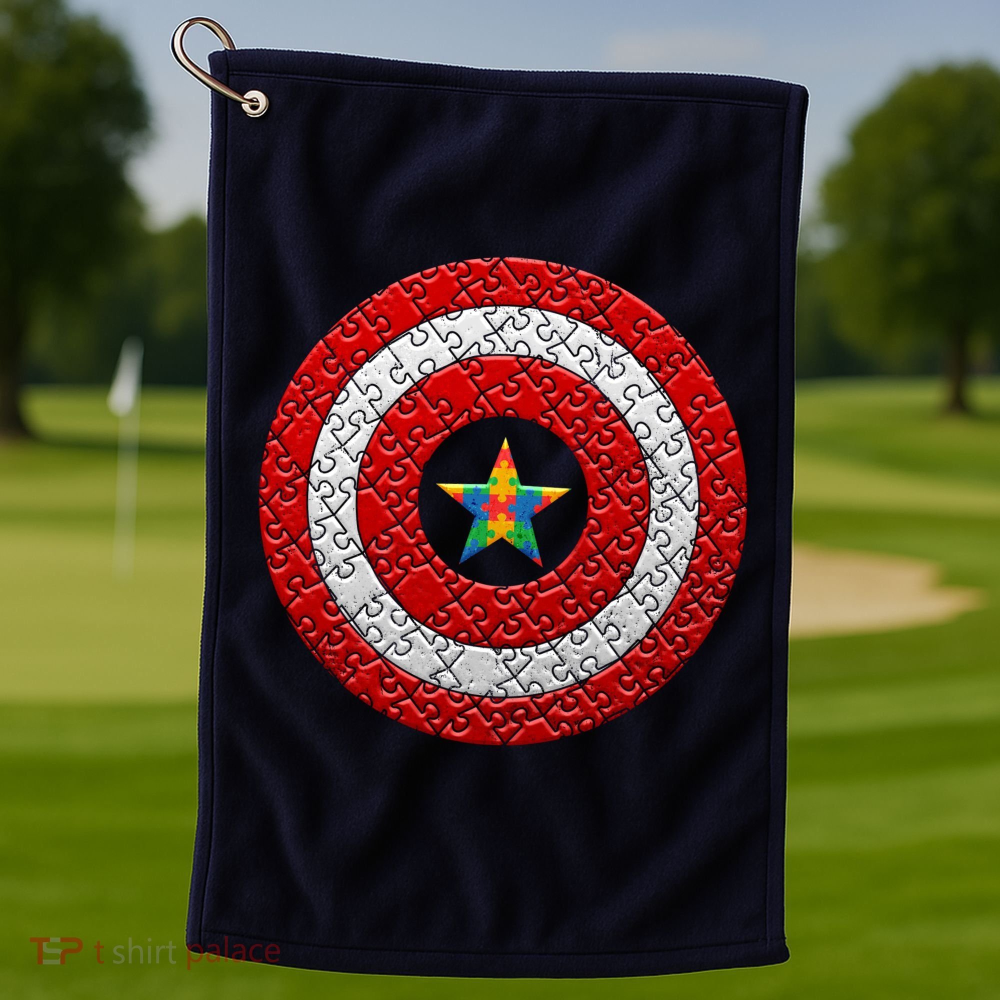 Autism Awareness Star Hero Shield Golf Towel