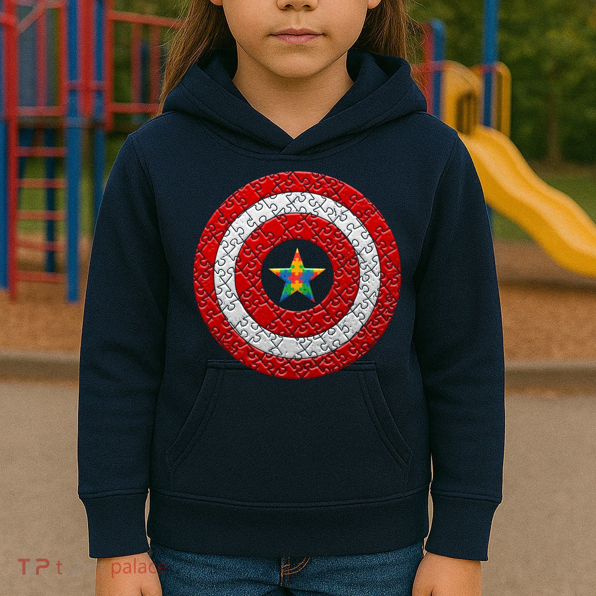 Autism Awareness Star Hero Shield Kids Hoodie