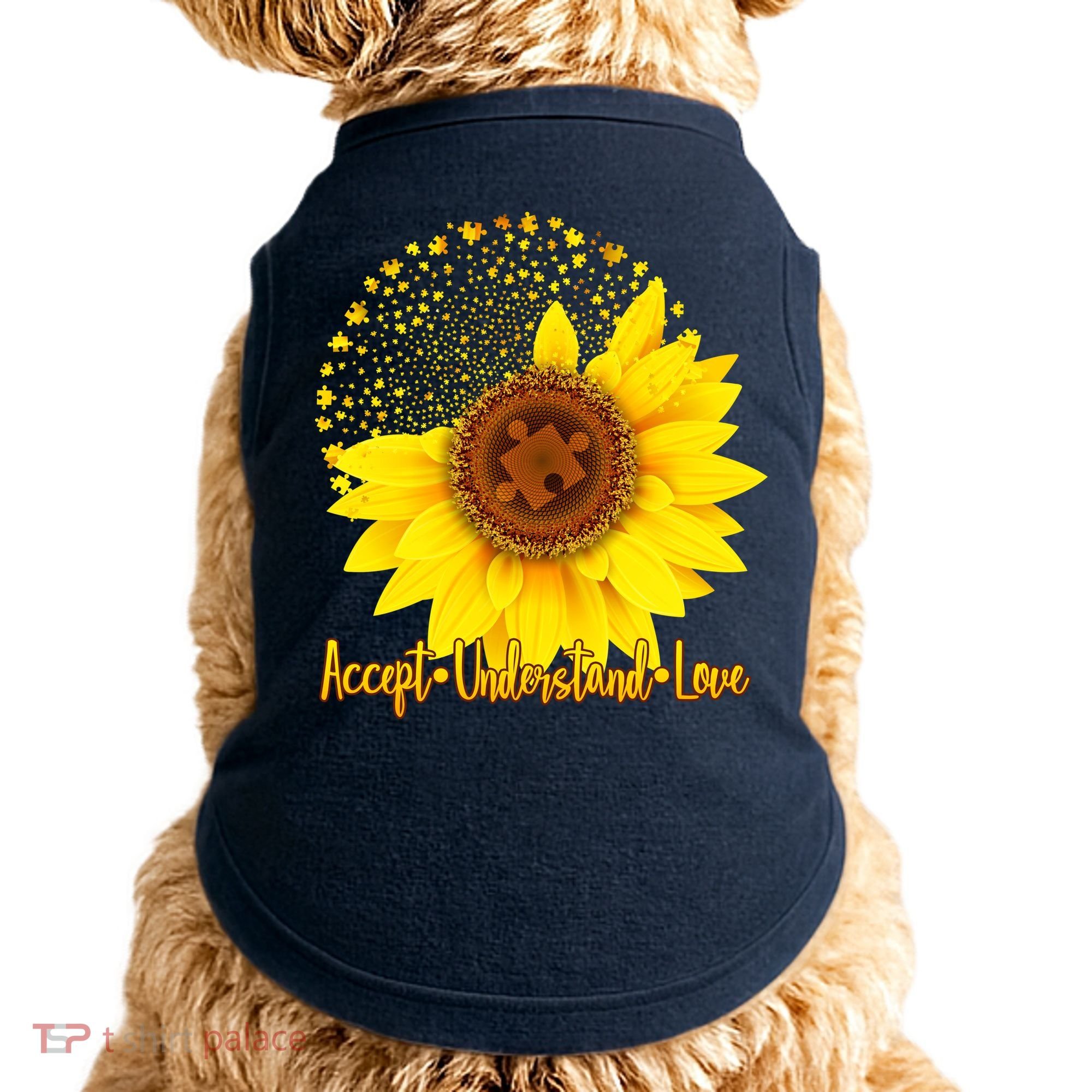 Autism Awareness Sunflower Puzzle Doggie Tank