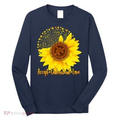 Autism Awareness Sunflower Puzzle Long Sleeve Shirt