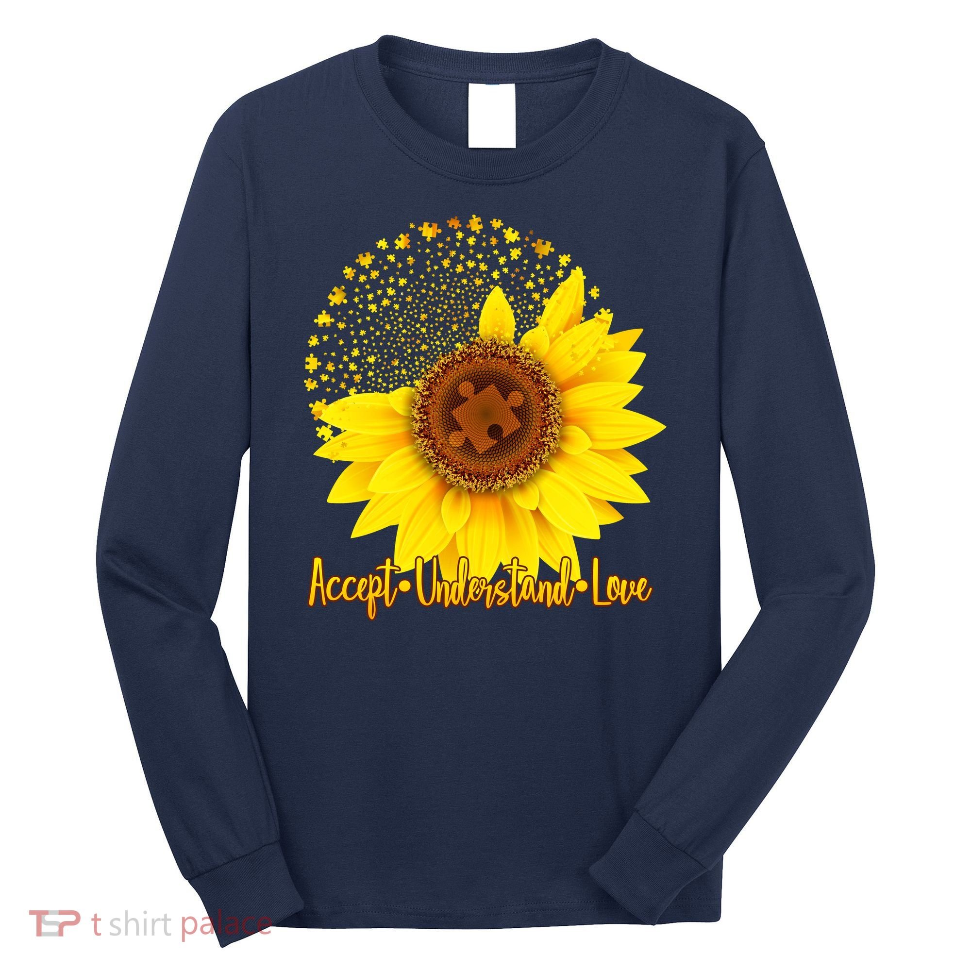 Autism Awareness Sunflower Puzzle Long Sleeve Shirt