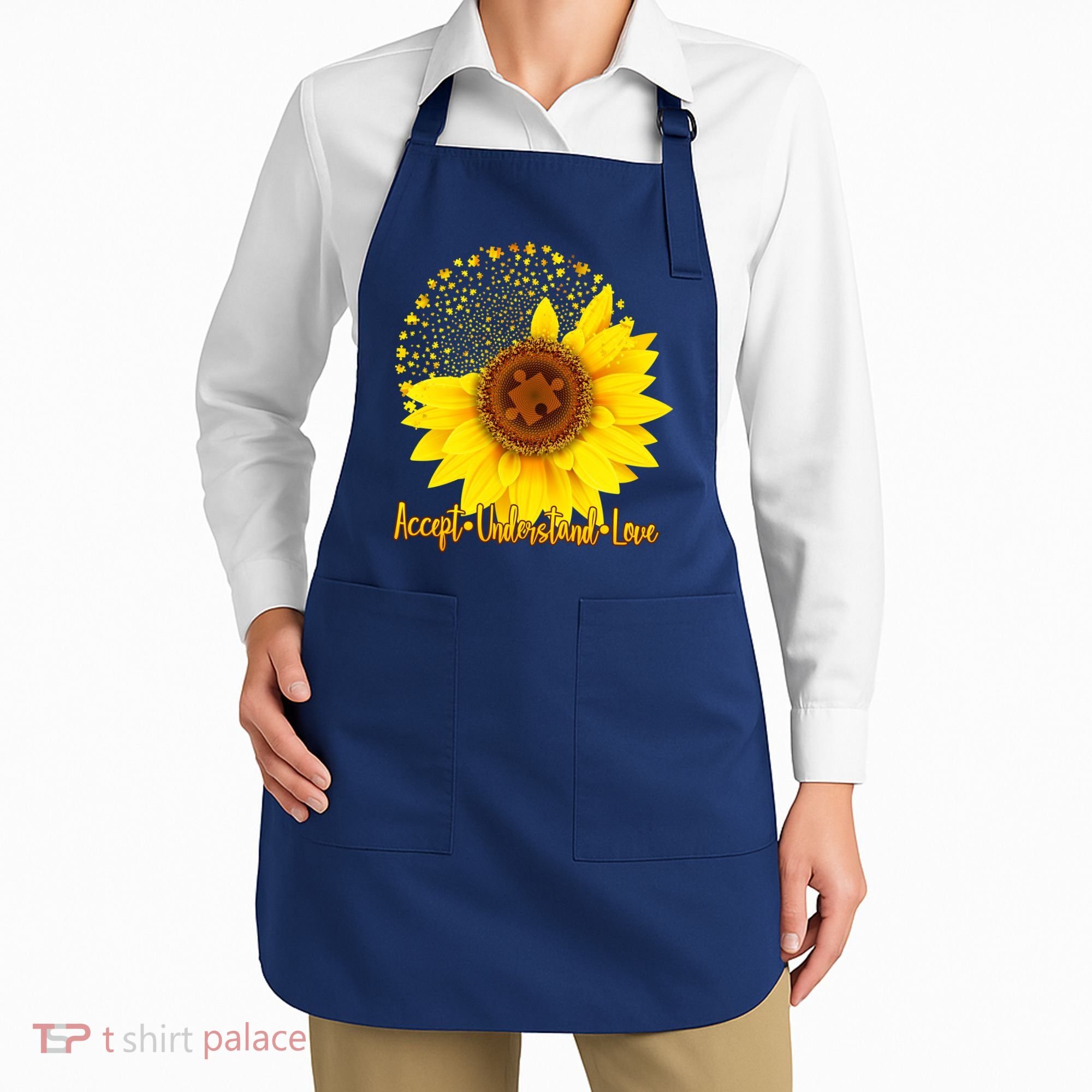 Autism Awareness Sunflower Puzzle Apron