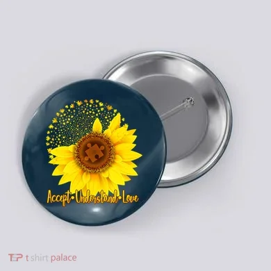 Autism Awareness Sunflower Puzzle Button