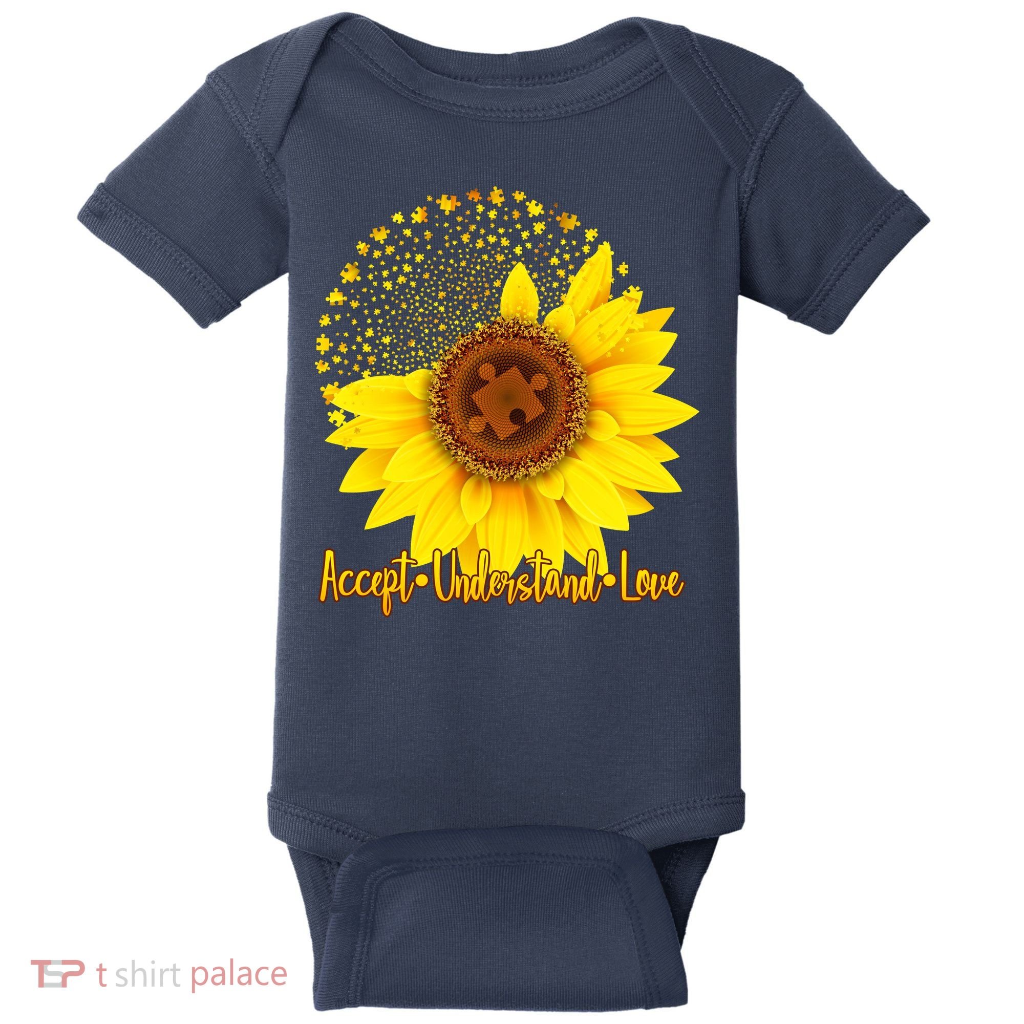 Autism Awareness Sunflower Puzzle Baby Bodysuit