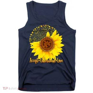 Autism Awareness Sunflower Puzzle Tank Top