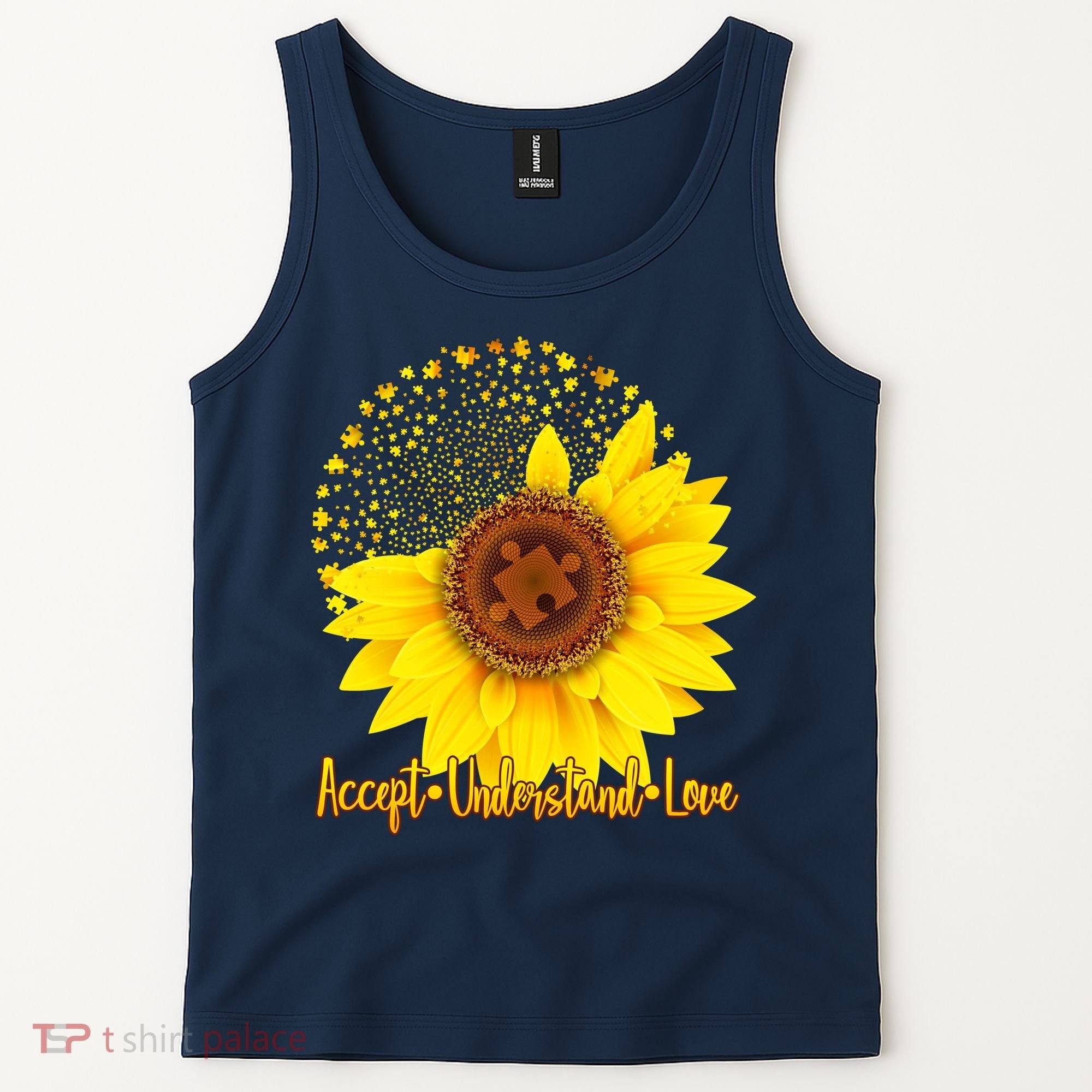 Autism Awareness Sunflower Puzzle Tank Top
