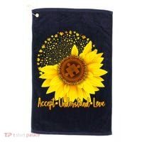 Autism Awareness Sunflower Puzzle Golf Towel thumb 0