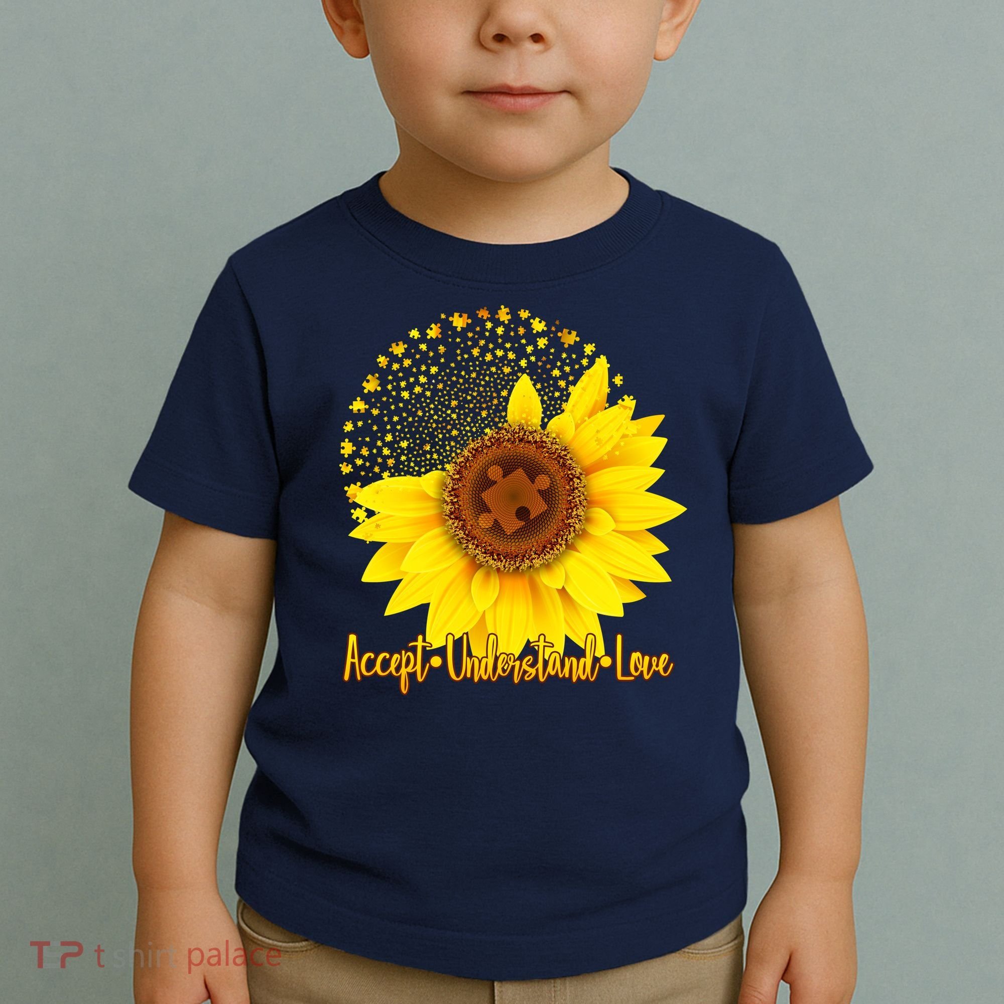Autism Awareness Sunflower Puzzle Toddler T-Shirt